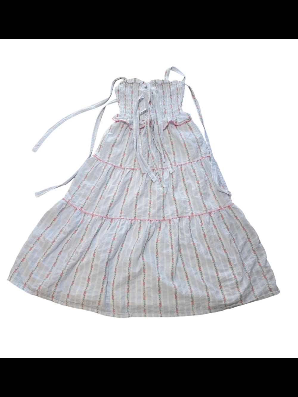Listicle White Maxi Dress with Pink & Blue Stripes